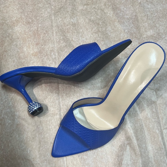 SHEIN Crystal Ball Heeled Slipper Sandal in Blue (US 7) - Picture 5 of 13